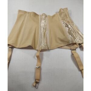 Frederick's Of Hollywood Vtg Satin/Lace Garter Belt 80s Bone Back Waist Trainer